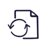 An icon of a document with rotating arrows in the foreground.