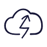 An icon depicting inverted lightning reaching up to the Cloud.