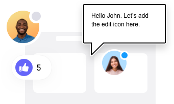 Two user avatars with an Overflow Stories prompt writing - Hey John. Let`s add the edit icon here.