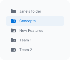 View of the Overflow folder modal, including both personal and team folders