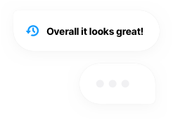 A comment with a little blue icon indicating activity from the past writing 'Overall it looks great!'