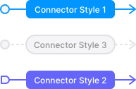 Three connectors in different colors and styles, one in grey, one in yellow, and one in blue