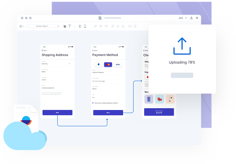 Uploading an Overflow document to the Cloud to generate a Share link.