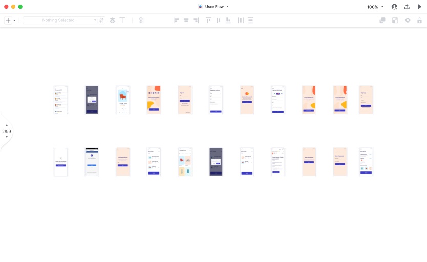 Design screens lined up inside Overflow upon syncing from a design tool.