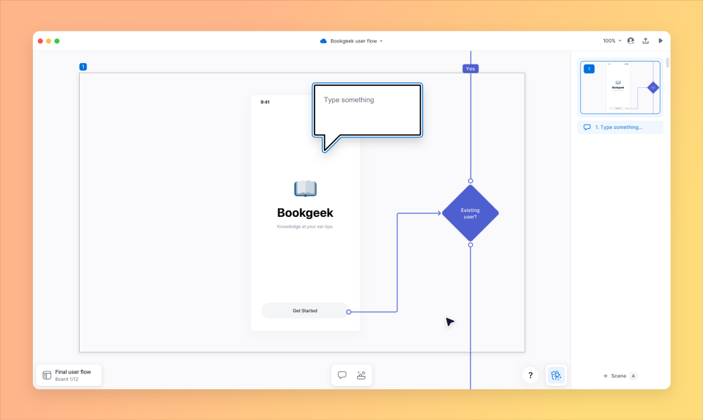 View of the Overflow Stories editor, where a user is adding a text prompt inside a pre-selected scene.